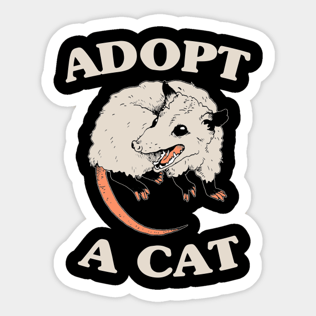 Adopt A Cat - Opossum Sticker by LMW Art